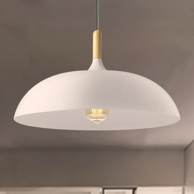 Zwart/witte afwerking Koepelhanglamp Retrostijl Metaal 1-lamps keukenhanglamp met verstelbaar snoer Clearhalo