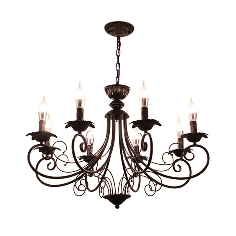 Zwart/witte afwerking Starburst plafondkroonluchter Traditionele metalen 3/6/8 koppen woonkamer hanglamp Clearhalo