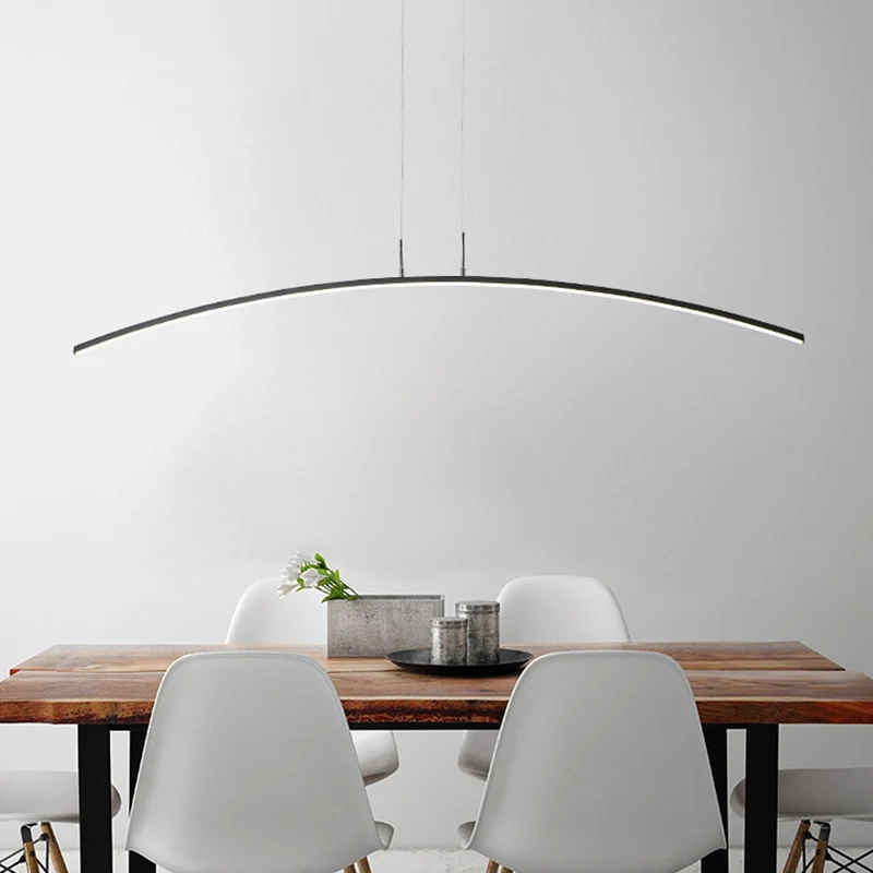 Zwart/witte boogeilandlamp Eenvoud IJzeren LED-hanglamp warm/wit licht boven de eettafel Clearhalo