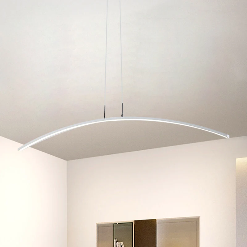 Zwart/witte boogeilandlamp Eenvoud IJzeren LED-hanglamp warm/wit licht boven de eettafel Clearhalo