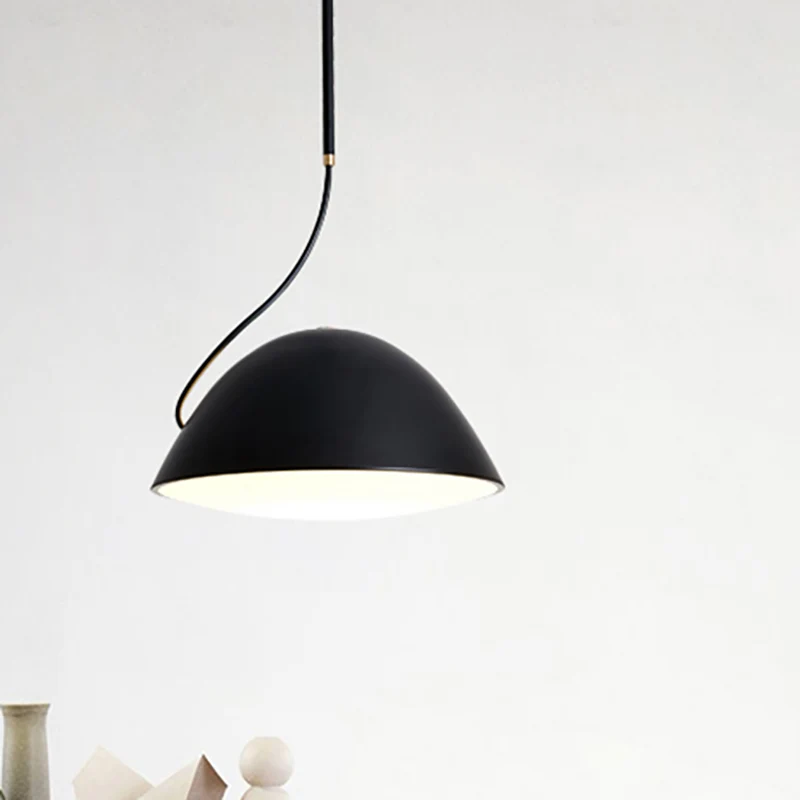 Zwart/witte hangende hanglamp met koepel, eigentijds metaal, 1-lichts hanglamp voor eetkamer Clearhalo