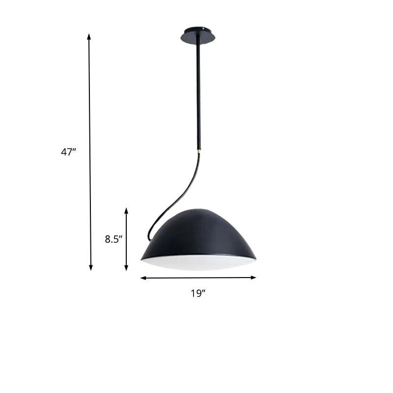 Zwart/witte hangende hanglamp met koepel, eigentijds metaal, 1-lichts hanglamp voor eetkamer Clearhalo