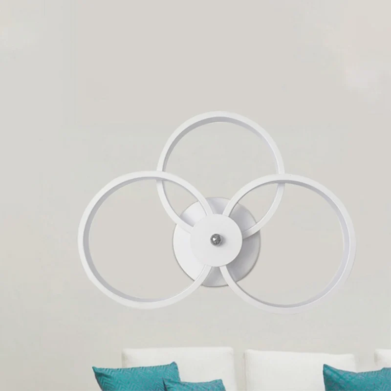 Zwart/witte hoepel wandlamp moderne LED 2/3 lichts acryl wandverlichtingsideeën warm/wit/tweede versnelling Clearhalo
