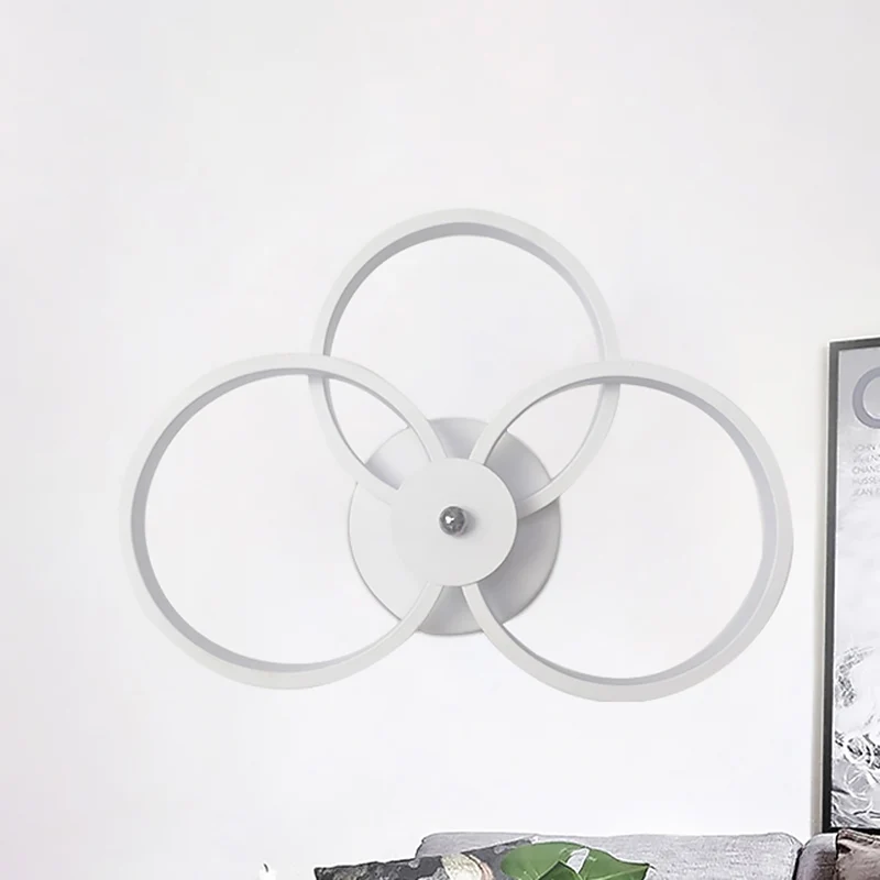 Zwart/witte hoepel wandlamp moderne LED 2/3 lichts acryl wandverlichtingsideeën warm/wit/tweede versnelling Clearhalo