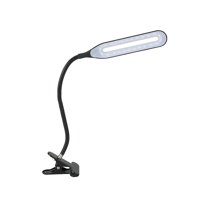 Zwart/witte langwerpige LED-clip-on-bureaulamp Oogverzorgende plug--bureaulamp voor lezen Clearhalo