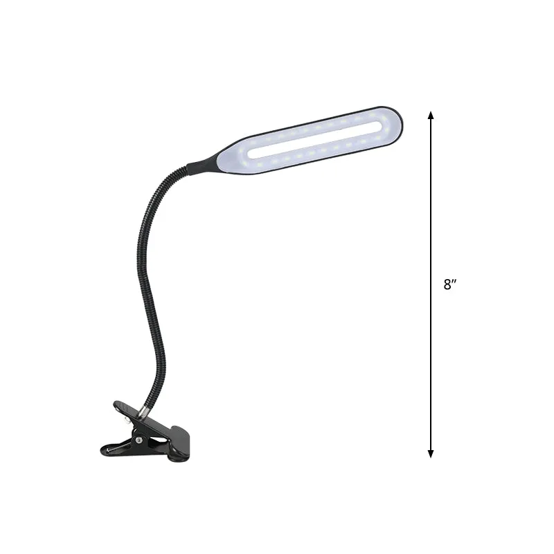 Zwart/witte langwerpige LED-clip-on-bureaulamp Oogverzorgende plug--bureaulamp voor lezen Clearhalo