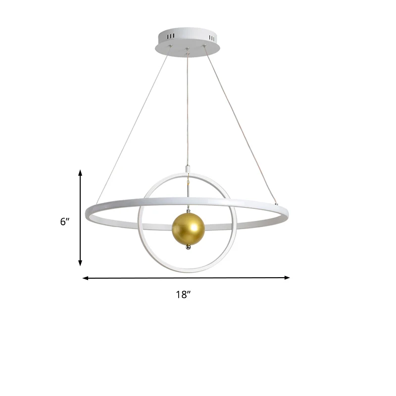 Zwart/witte Orbit LED-plafondhanglamp Hedendaagse acrylkroonluchter warm/wit licht Clearhalo