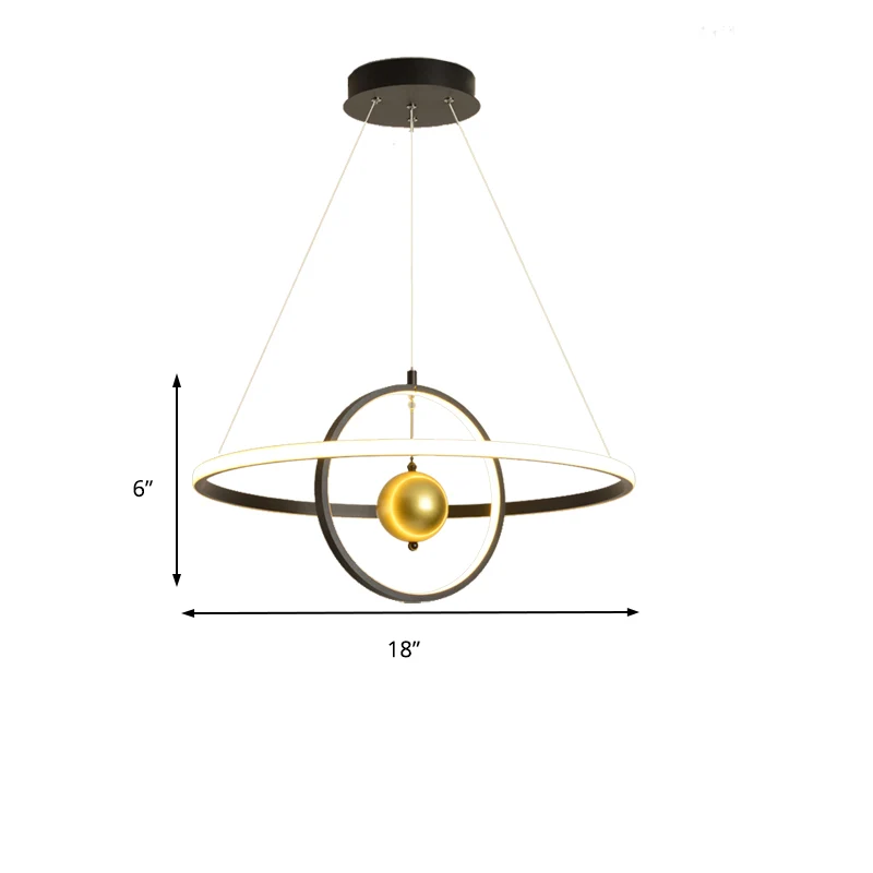 Zwart/witte Orbit LED-plafondhanglamp Hedendaagse acrylkroonluchter warm/wit licht Clearhalo