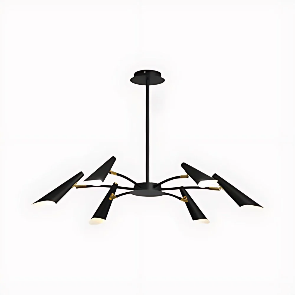 Zwart/witte Spider-plafondlamp 6/8-lichts hedendaagse metalen hangende kroonluchter Clearhalo