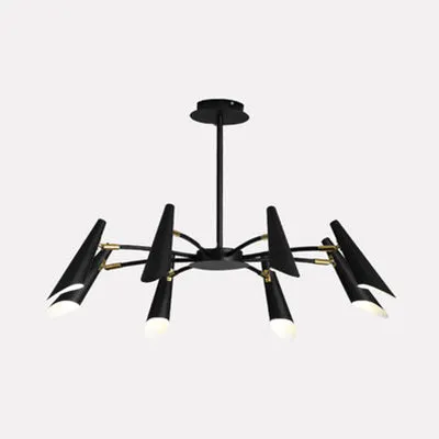 Zwart/witte Spider-plafondlamp 6/8-lichts hedendaagse metalen hangende kroonluchter Clearhalo