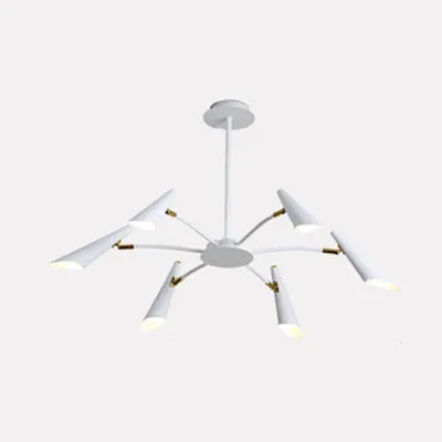 Zwart/witte Spider-plafondlamp 6/8-lichts hedendaagse metalen hangende kroonluchter Clearhalo