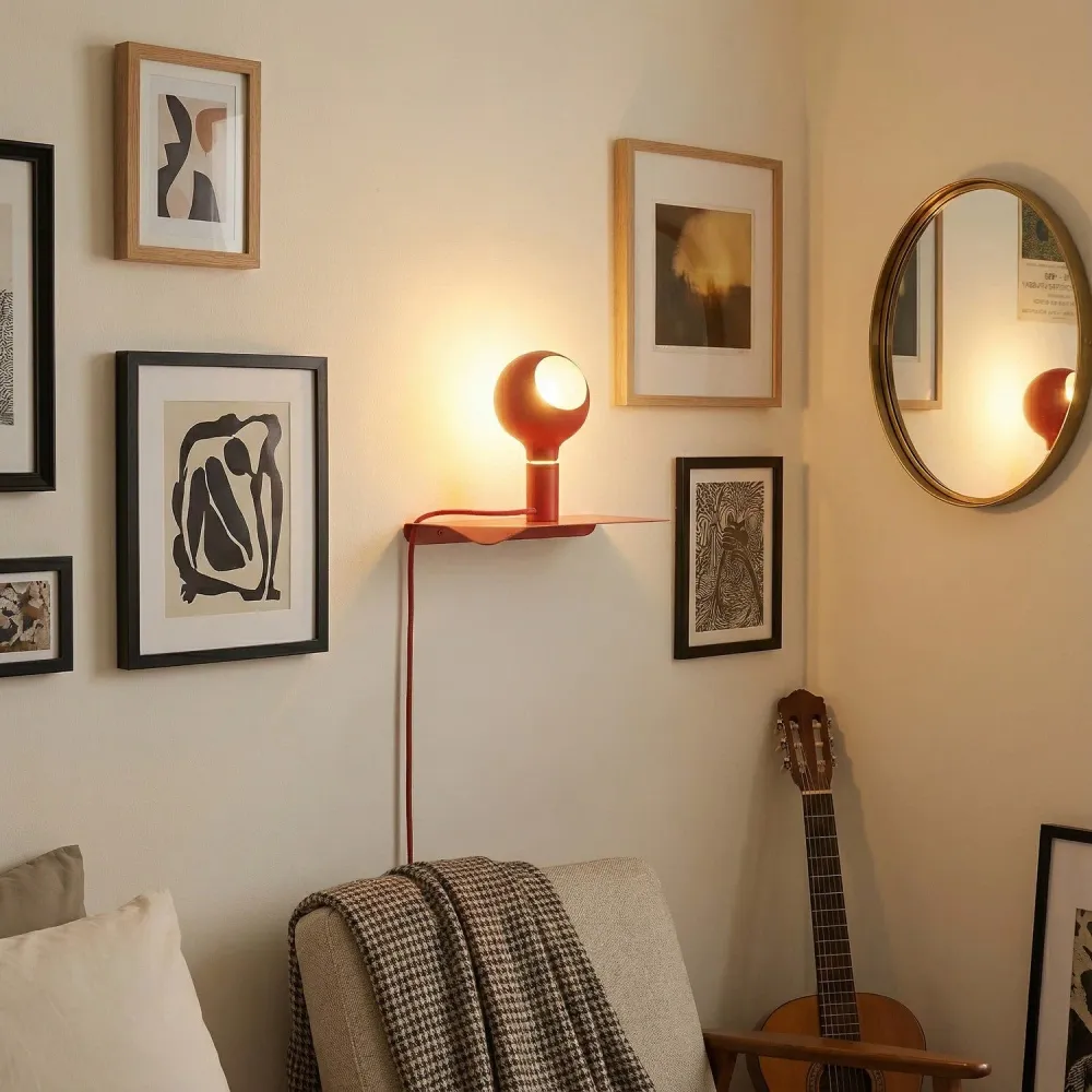 Combo Camo - Lamp met plank en UK-stekker - Rood