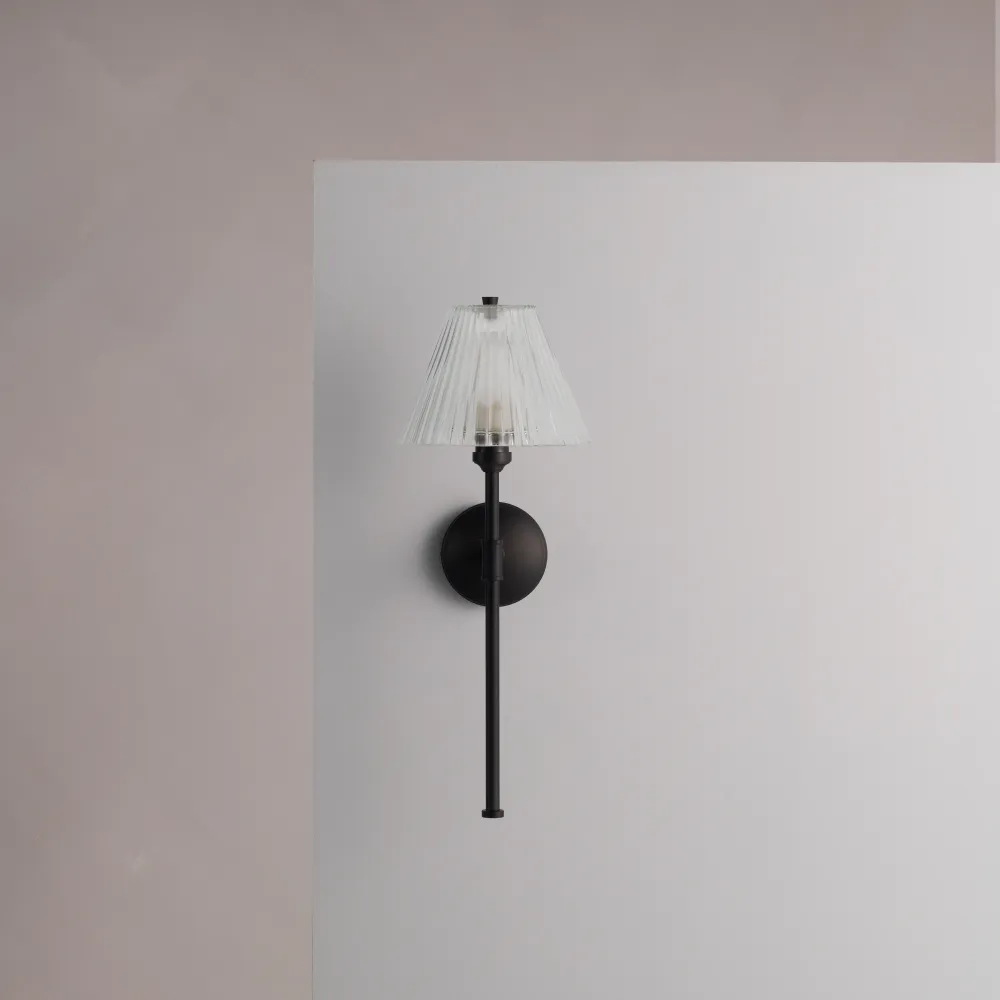 Cotswold Wandlamp Geribbeld Glas - Brons