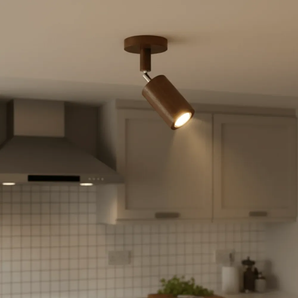 ARCBEAM – Minimalistische massiefhouten LED-plafondlamp met aanpasbare lichtrichting Walnoot Cozey Maison