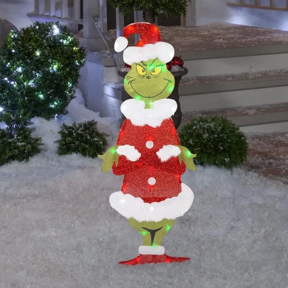TWINKLON – Feestelijke Grinch-tuinversiering met LED-verlichting voor kerstachtige sfeer buiten A Cozey Maison