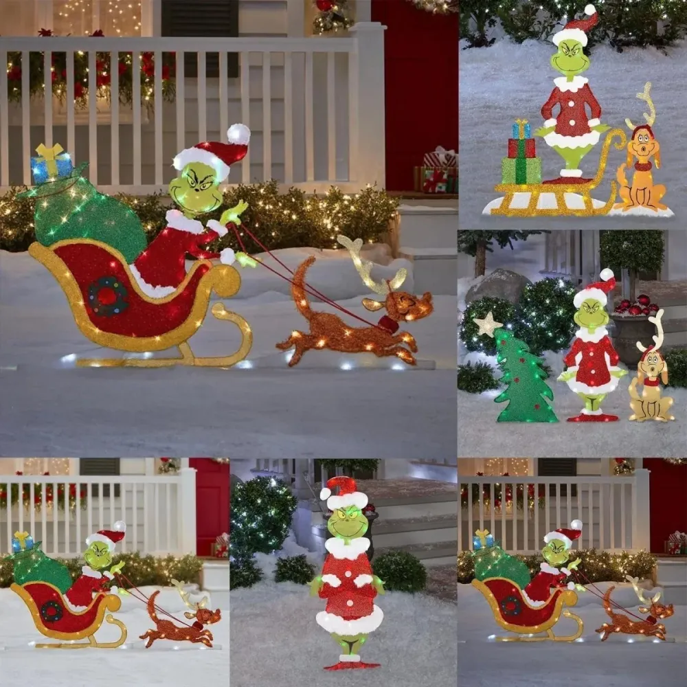 TWINKLON – Feestelijke Grinch-tuinversiering met LED-verlichting voor kerstachtige sfeer buiten A Cozey Maison