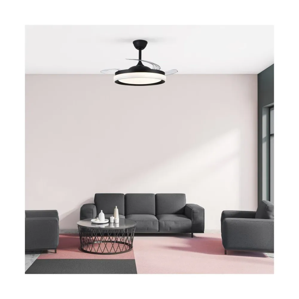 CristalRecord plafondventilator Brisa - 3 lichts - 106 x 44 cm - zwart