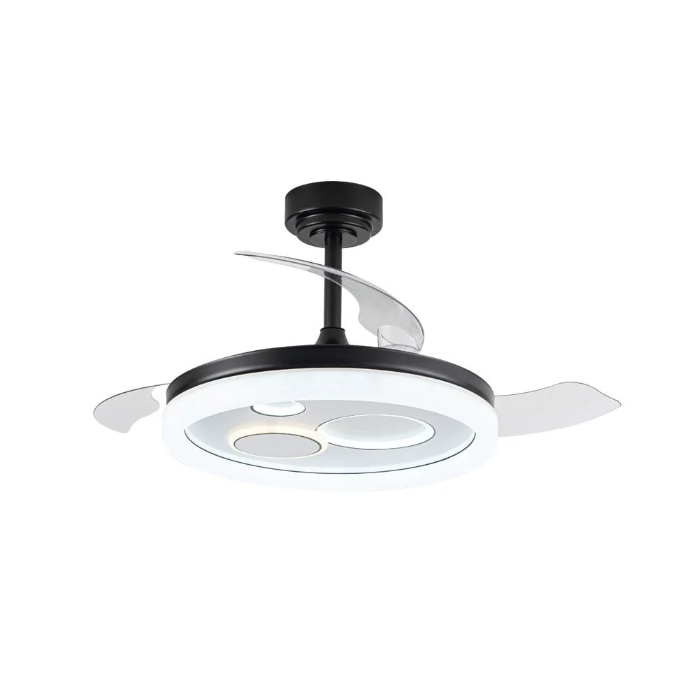 CristalRecord plafondventilator Naira - 1 lichts - 107 x 44 cm - zwart