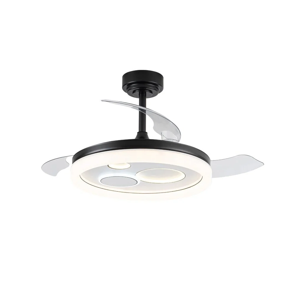 CristalRecord plafondventilator Naira - 1 lichts - 107 x 44 cm - zwart