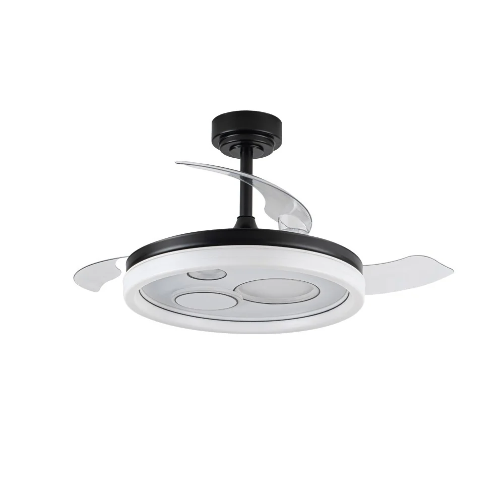 CristalRecord plafondventilator Naira - 1 lichts - 107 x 44 cm - zwart