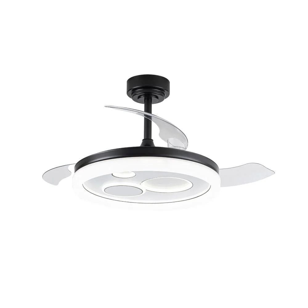 CristalRecord plafondventilator Naira - 1 lichts - 107 x 44 cm - zwart