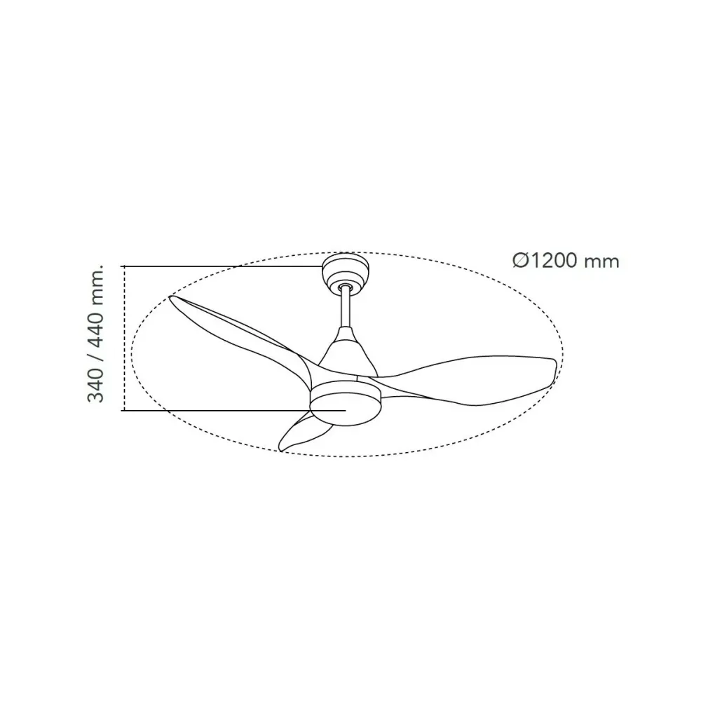 CristalRecord plafondventilator Stel - 1 lichts - 120 x 44 cm - zwart