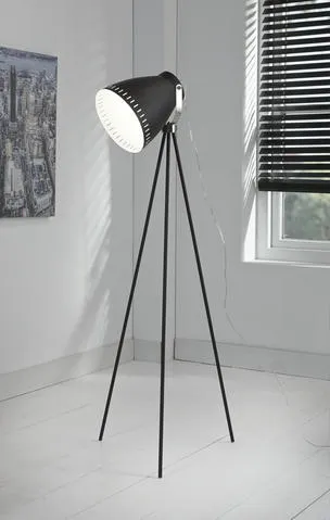 CSW 7175/44 vloerstaande lamp met 3 poot en stalen kap met één lichtpunt