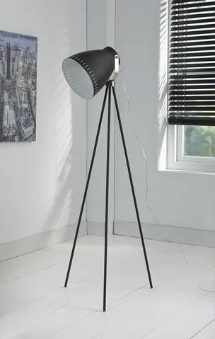 CSW 7175/44 vloerstaande lamp met 3 poot en stalen kap met één lichtpunt