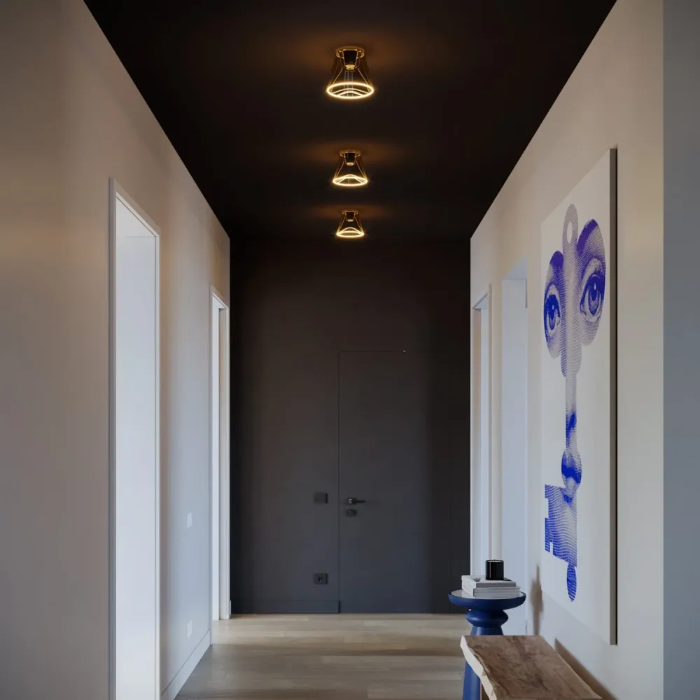 Design plafondlamp met Ghost lichtbron kegelvorm smoky - Zwart