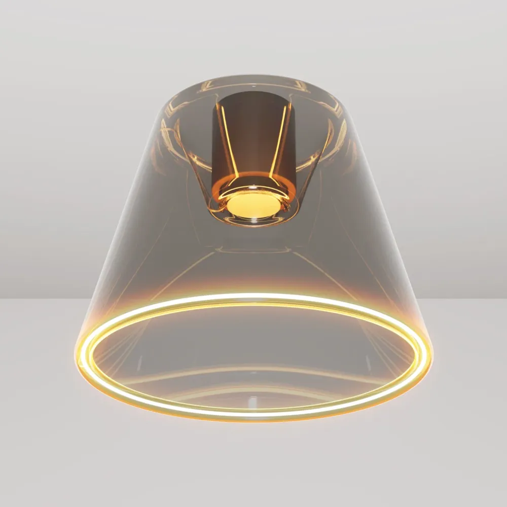Design plafondlamp met Ghost lichtbron kegelvorm smoky - Zwart