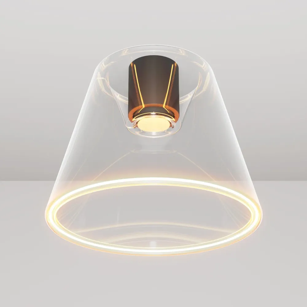 Design plafondlamp met Ghost lichtbron transparante kegelvorm - Zwart