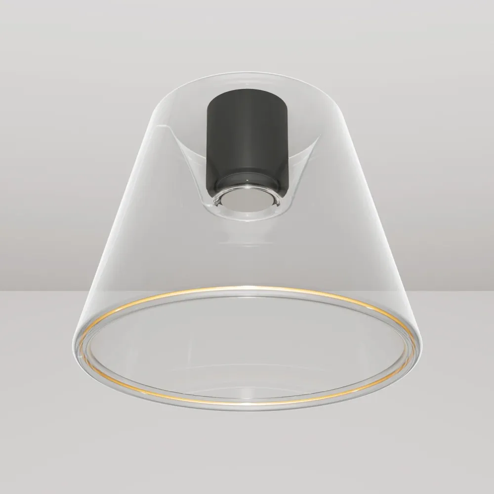 Design plafondlamp met Ghost lichtbron transparante kegelvorm - Zwart