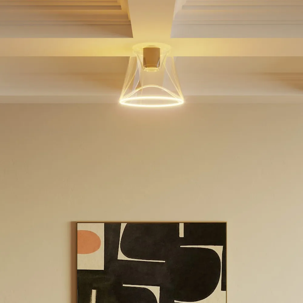 Design plafondlamp met Ghost lichtbron transparante kegelvorm - Zwart