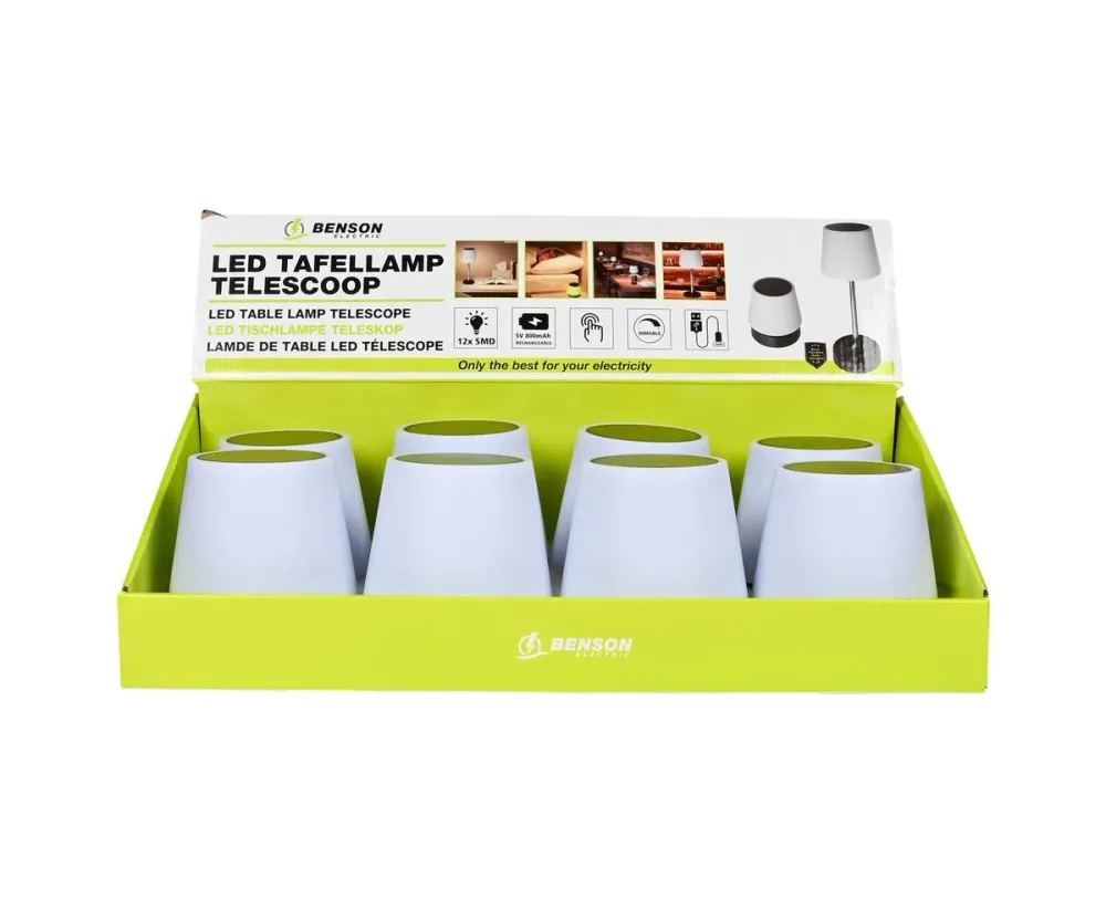 Dimbare Oplaadbare LED Tafellamp met Telescoop, 120 Lumen, USB-C