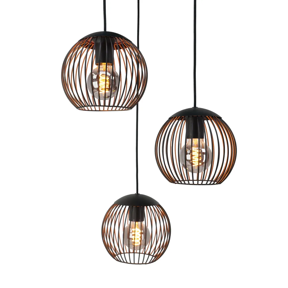 EGLO hanglamp Almanzora - e27 - ø 46.5 cm - zwart/koper