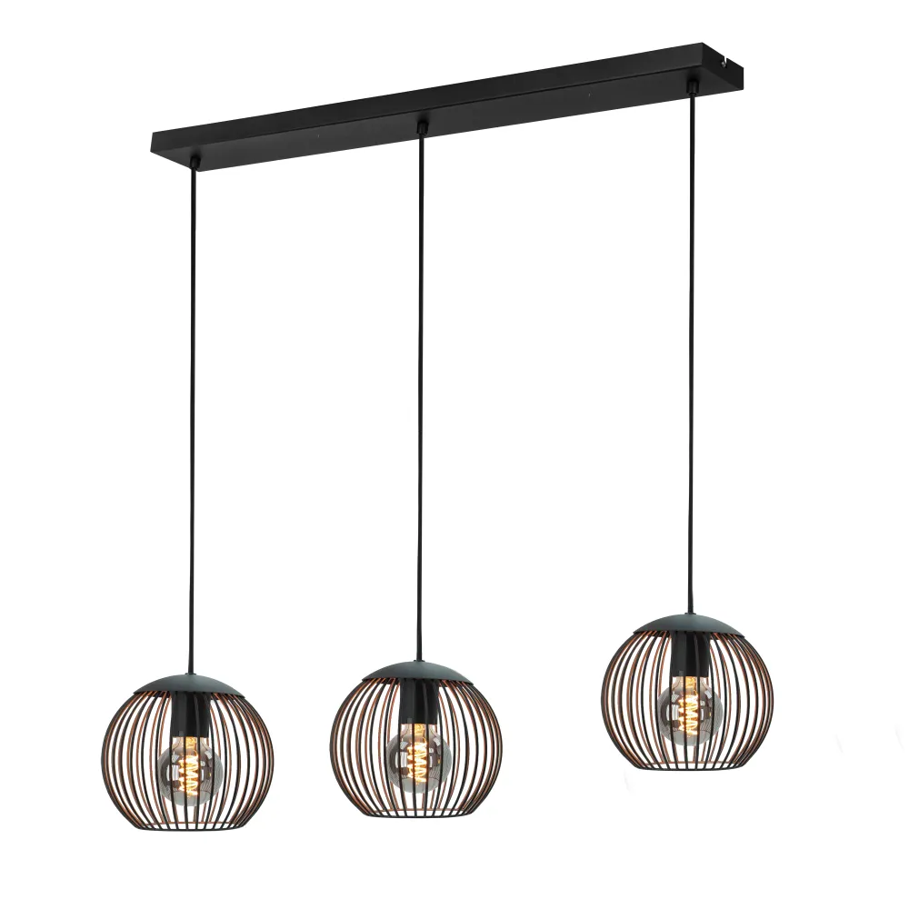 EGLO hanglamp Almanzora - e27 - 90 cm - zwart/koper
