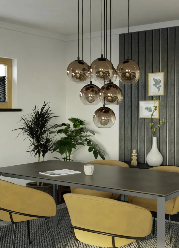 EGLO hanglamp Ariscani 1 - ø 65,5 cm - koperglas - zwart