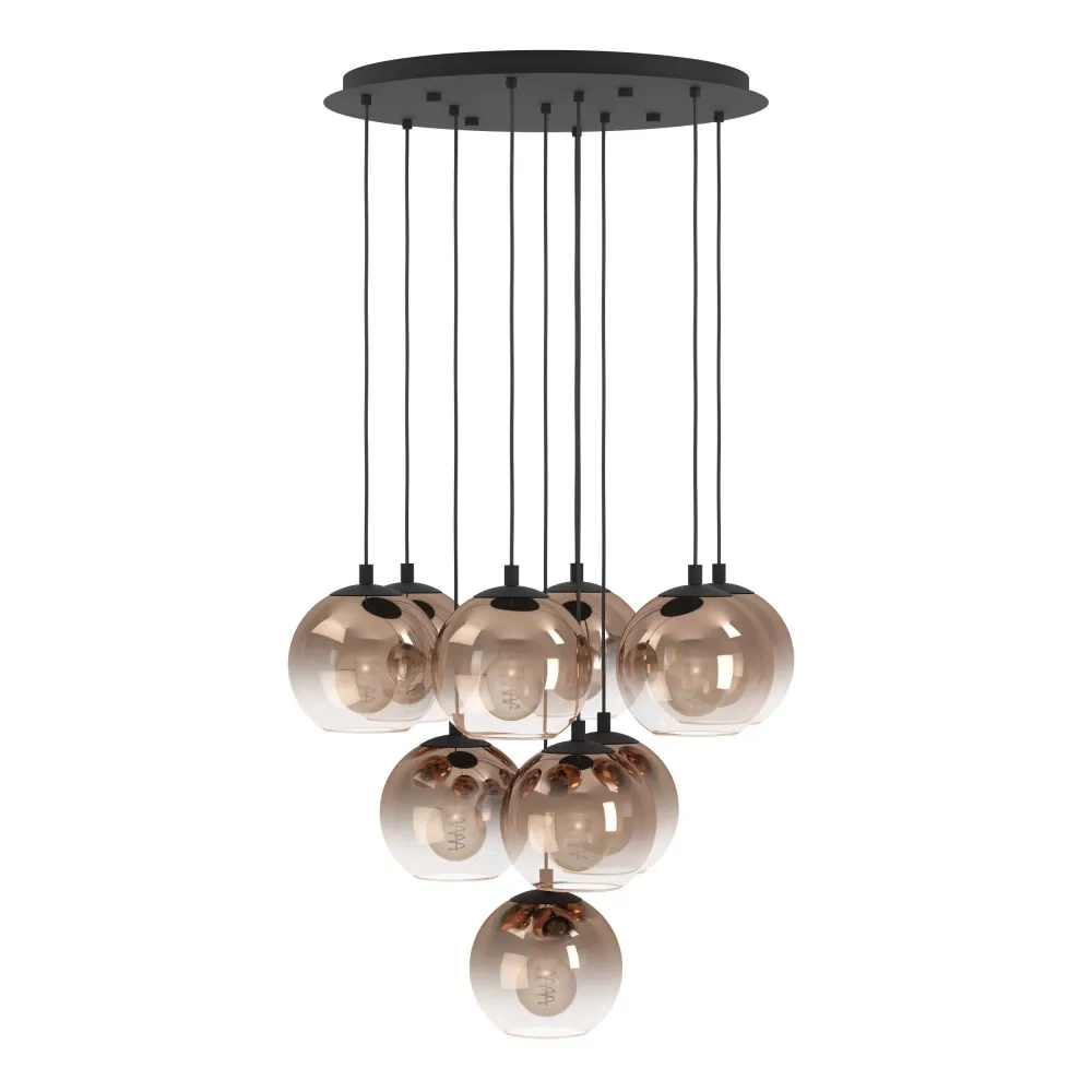 EGLO hanglamp Ariscani 1 - ø 65,5 cm - koperglas - zwart