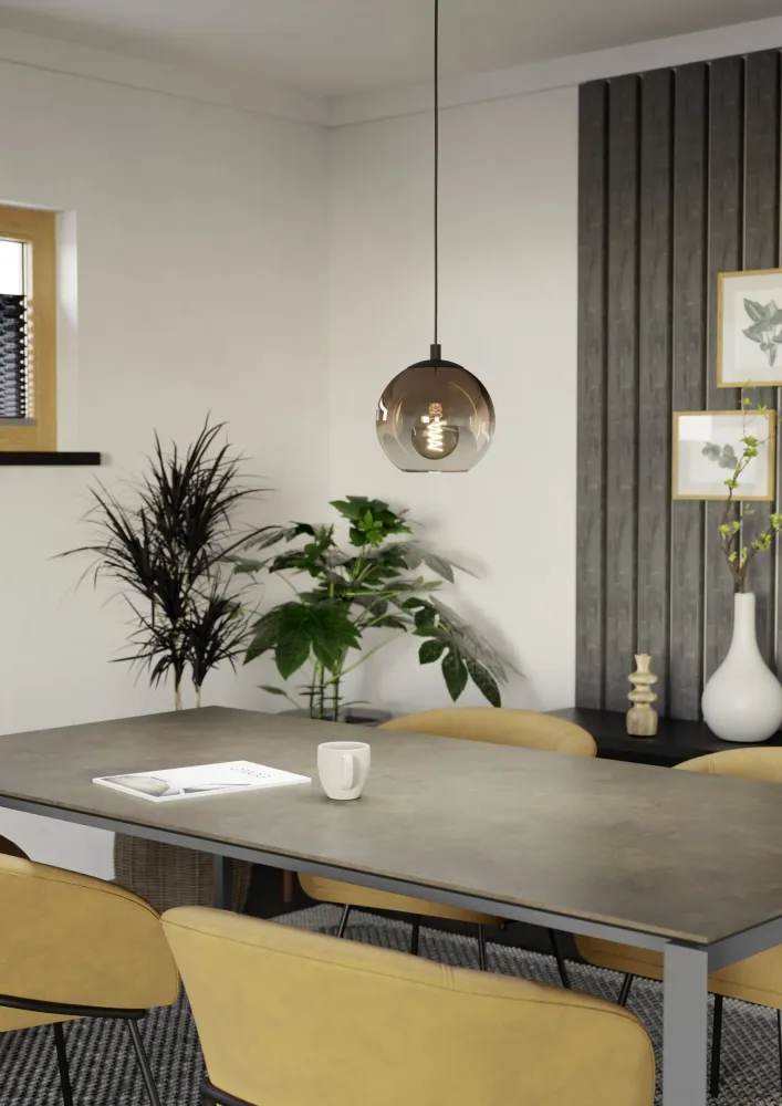 EGLO hanglamp Ariscani 1 - e27 - ø 20 cm - koperglas - zwart