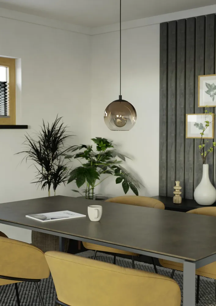 EGLO hanglamp Ariscani 1 - e27 - ø 20 cm - koperglas - zwart