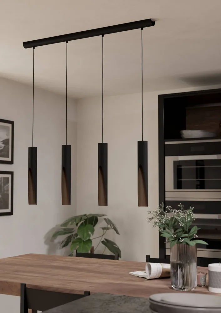 EGLO hanglamp Barbotto - gu10 - ø 6 cm - zwart/bruin - staal