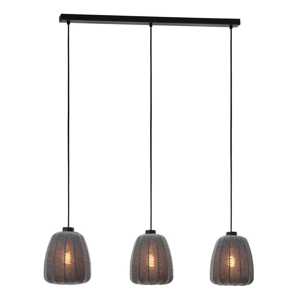 EGLO hanglamp Barlaston - e27 - 88 cm - zwart/grijs - uitwasbaar textiel