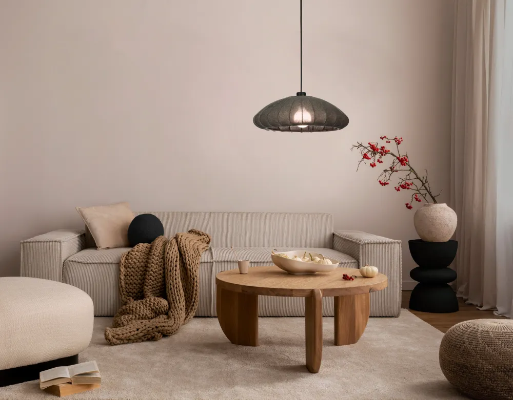 EGLO hanglamp Barlaston - e27 - ø 45 cm - zwart/grijs - uitwasbaar textiel