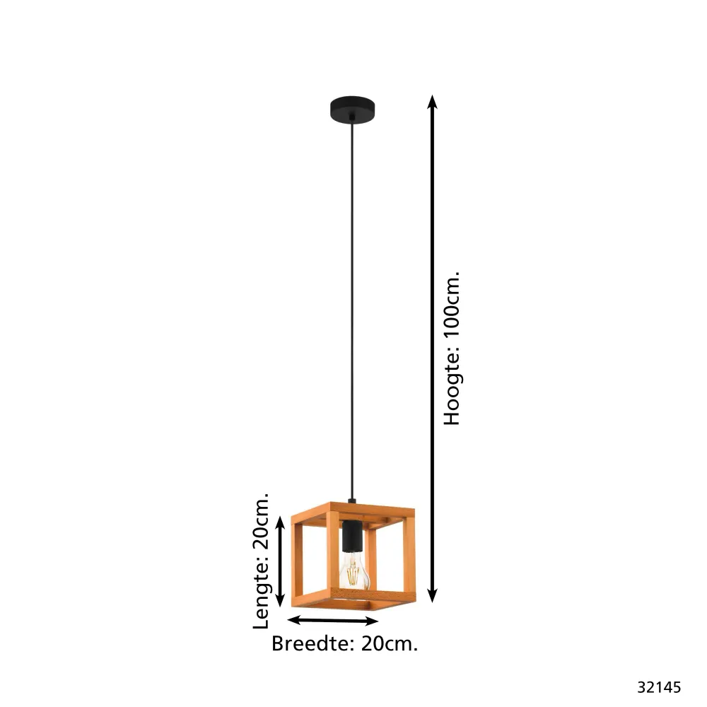EGLO hanglamp Blackcrown 1 - e27 - 20 cm - zwart/bruin