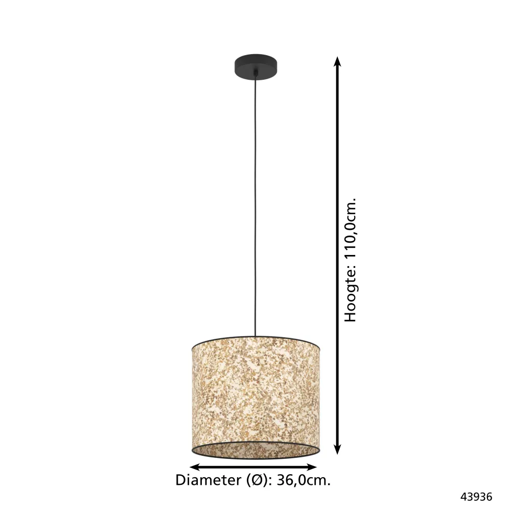 EGLO hanglamp Butterburn - e27 - ø 36 cm - zwart/wit/groen