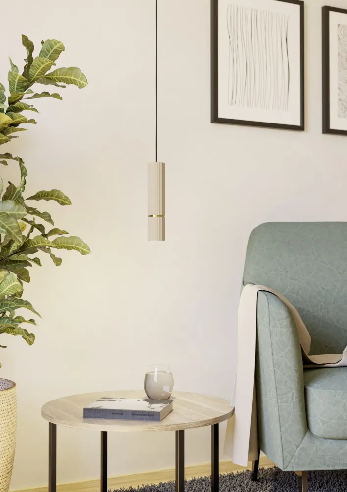 EGLO hanglamp Caminia - gu10 - ø 6 cm - zandkleur/beige/goud
