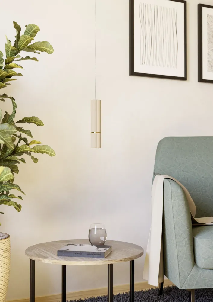 EGLO hanglamp Caminia - gu10 - ø 6 cm - zandkleur/beige/goud