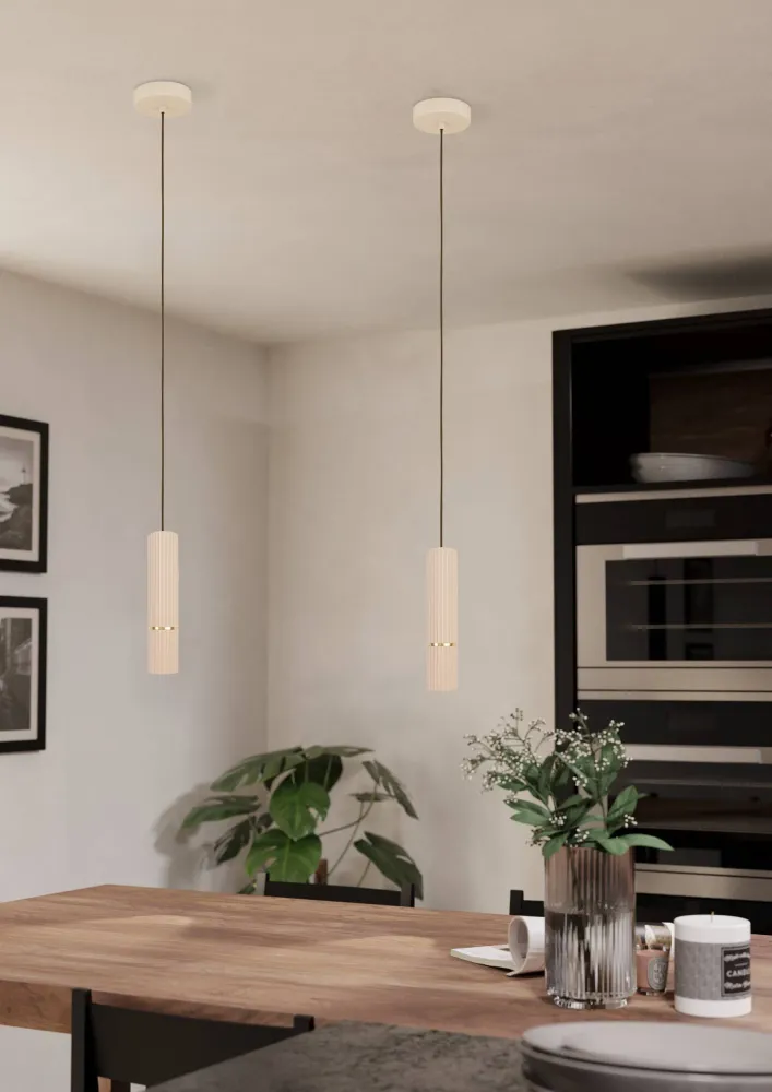 EGLO hanglamp Caminia - gu10 - ø 6 cm - zandkleur/beige/goud