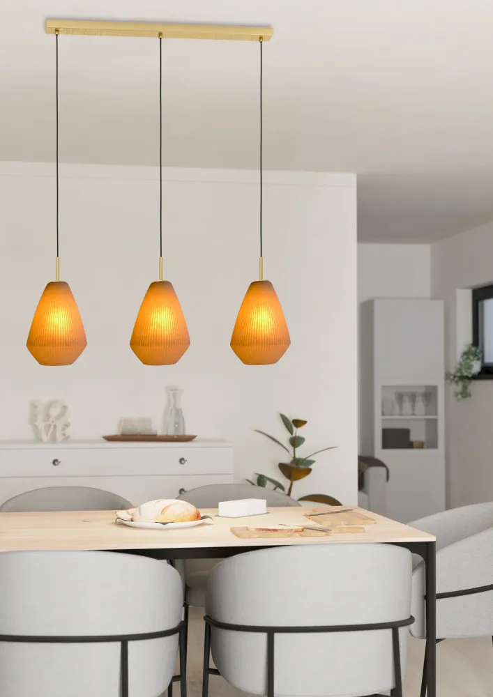 EGLO hanglamp Caprarola - e27 - 90 cm - zand/koper - satijn glas