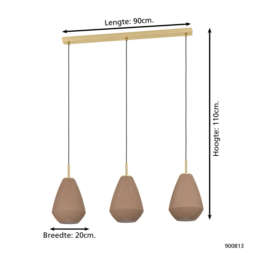 EGLO hanglamp Caprarola - e27 - 90 cm - zand/koper - satijn glas